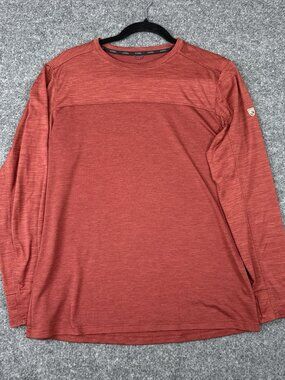 Kühl Men's Medium Pullover Shirt Rust Red Thumbhole Cuffs Polyester